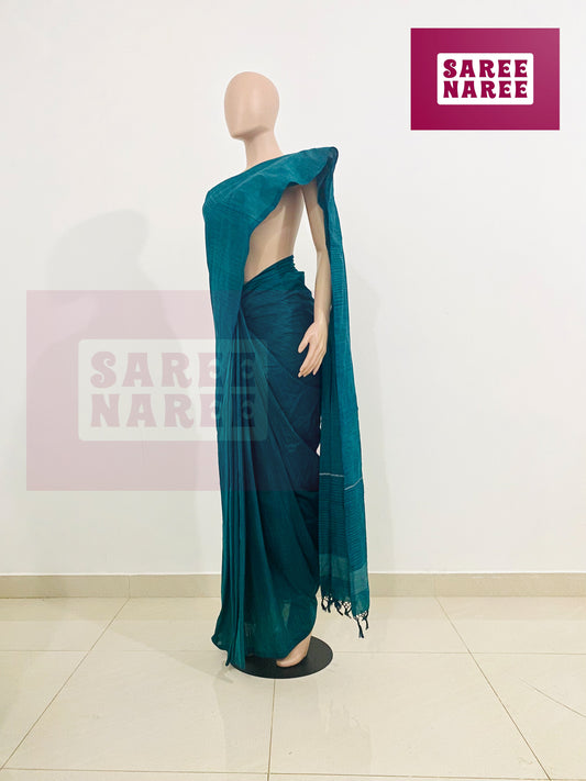 “Allora Aloe Vera Handloom Saree in Deep Teal Blue – Saree Naree Sri Lanka”