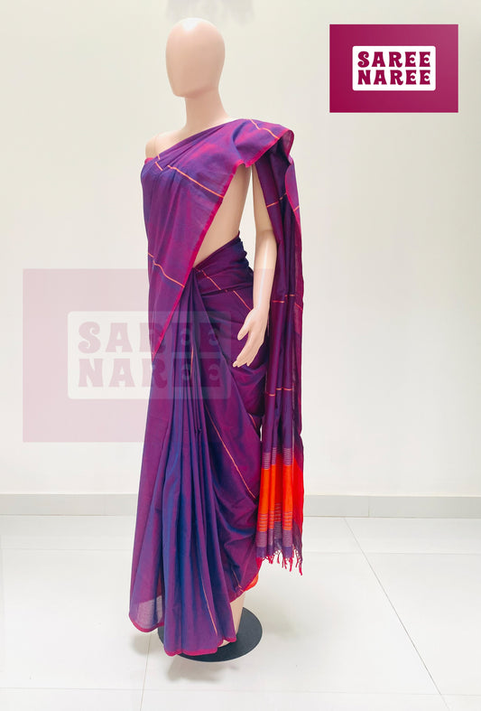 Cotton Bliss Handloom Saree – 100% Pure Cotton in Muddy Pink | Saree Naree Sri Lanka