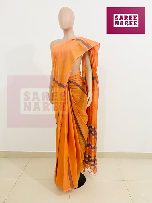 Cotton Bliss Handloom Saree in Apricot Blush – Saree Naree Sri Lanka
