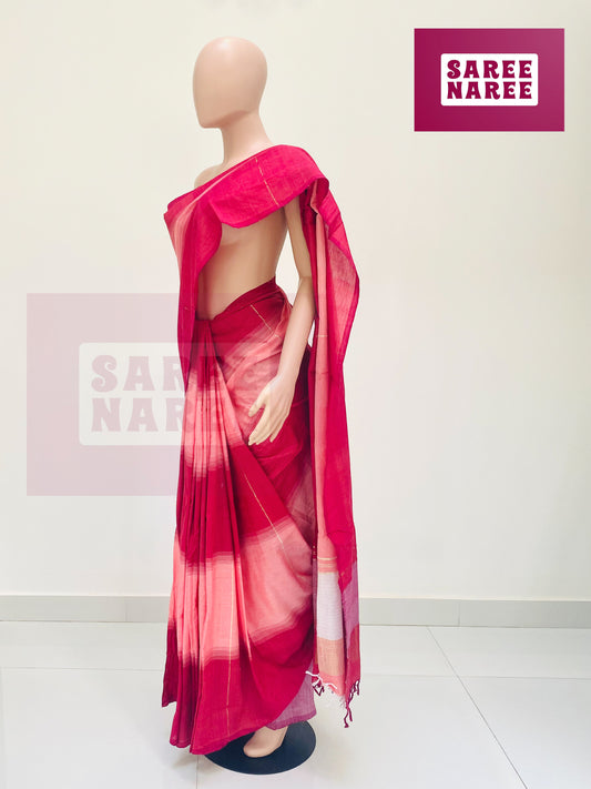Cotton Bliss Handloom Saree in Carmine Red – Saree Naree Sri Lanka