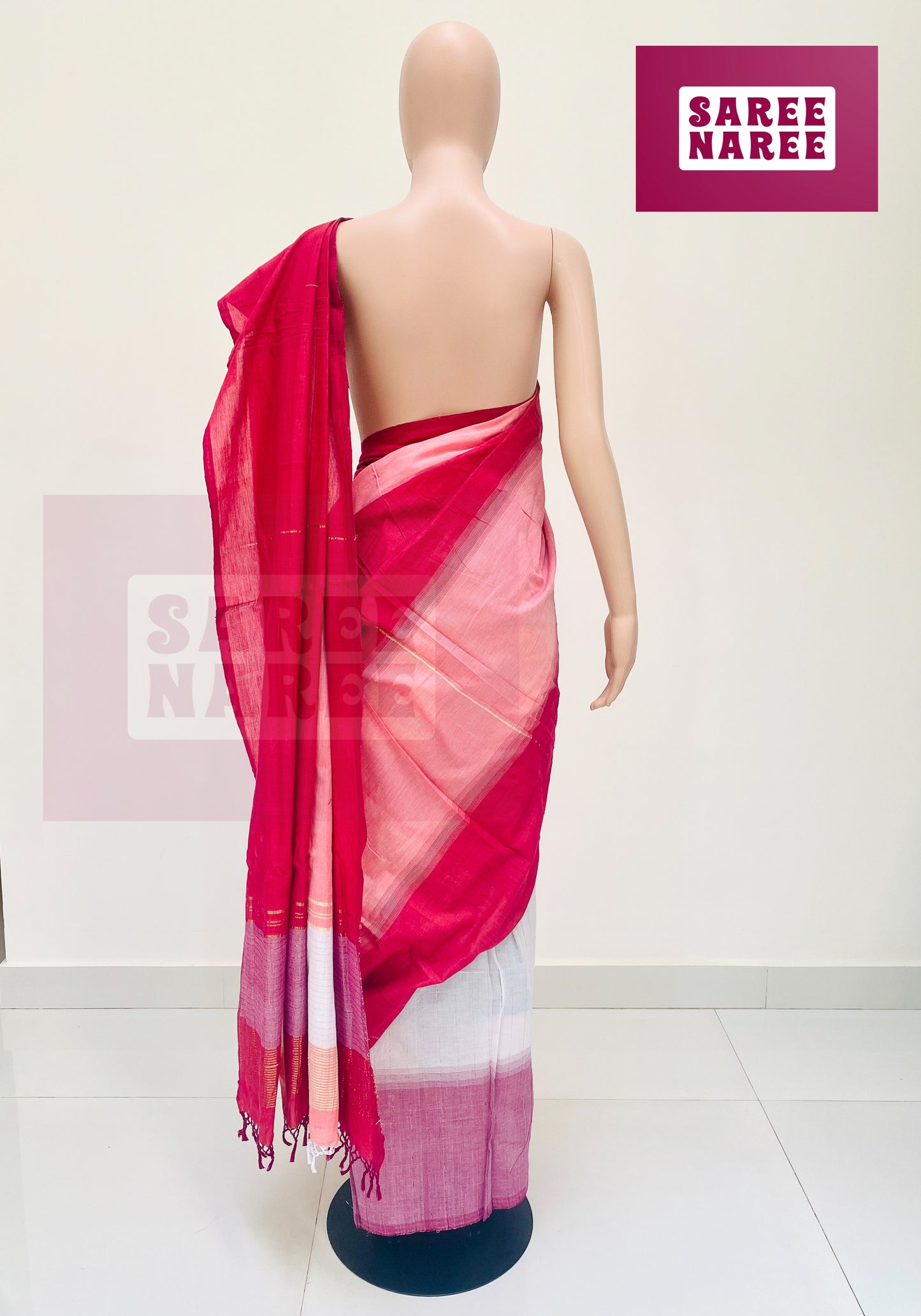 Cotton Bliss Handloom Saree in Carmine Red – Saree Naree Sri Lanka
