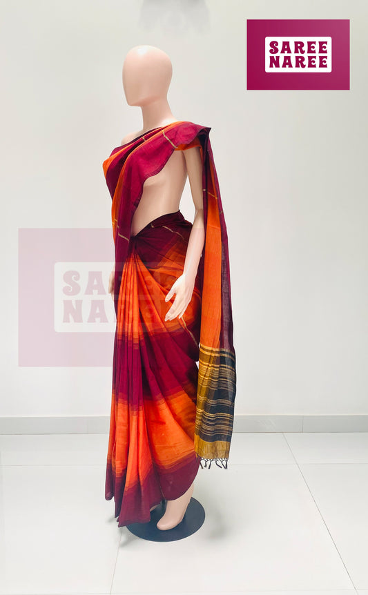 Cotton Bliss Handloom Saree in Deep Maroon – Saree Naree Sri Lanka