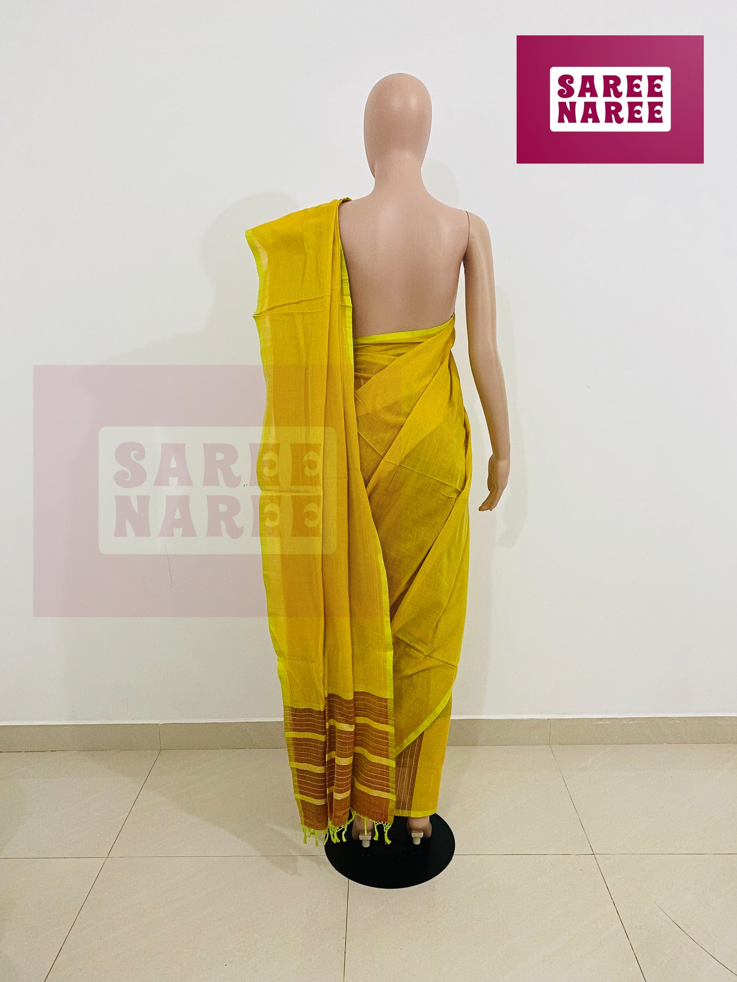 Cotton Bliss Handloom Saree in Yellow Gold – Saree Naree Sri Lanka