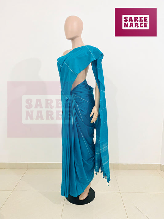 Cotton Bliss Saree in deep ocean blue (CB3019)