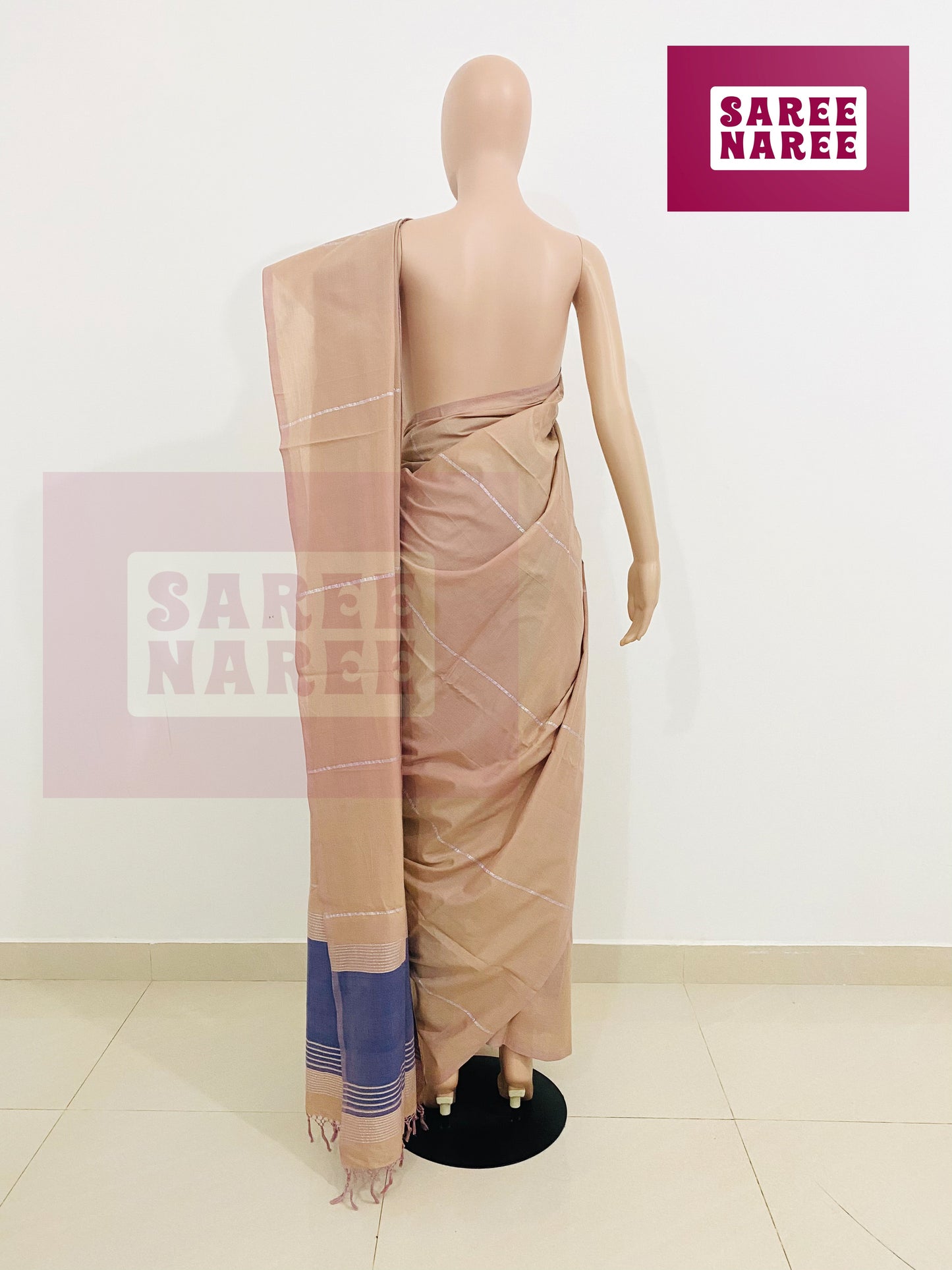 Cotton Bliss Saree in beige blue (CB3023)