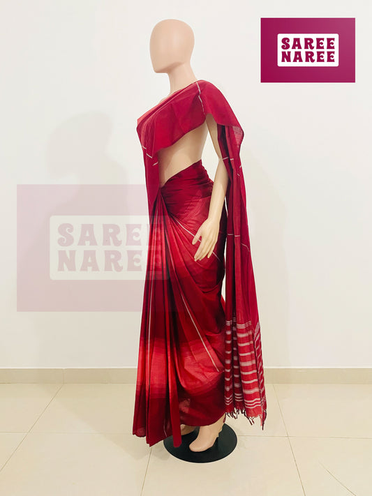 Cotton Bliss Saree in Deep Red (CB3030)