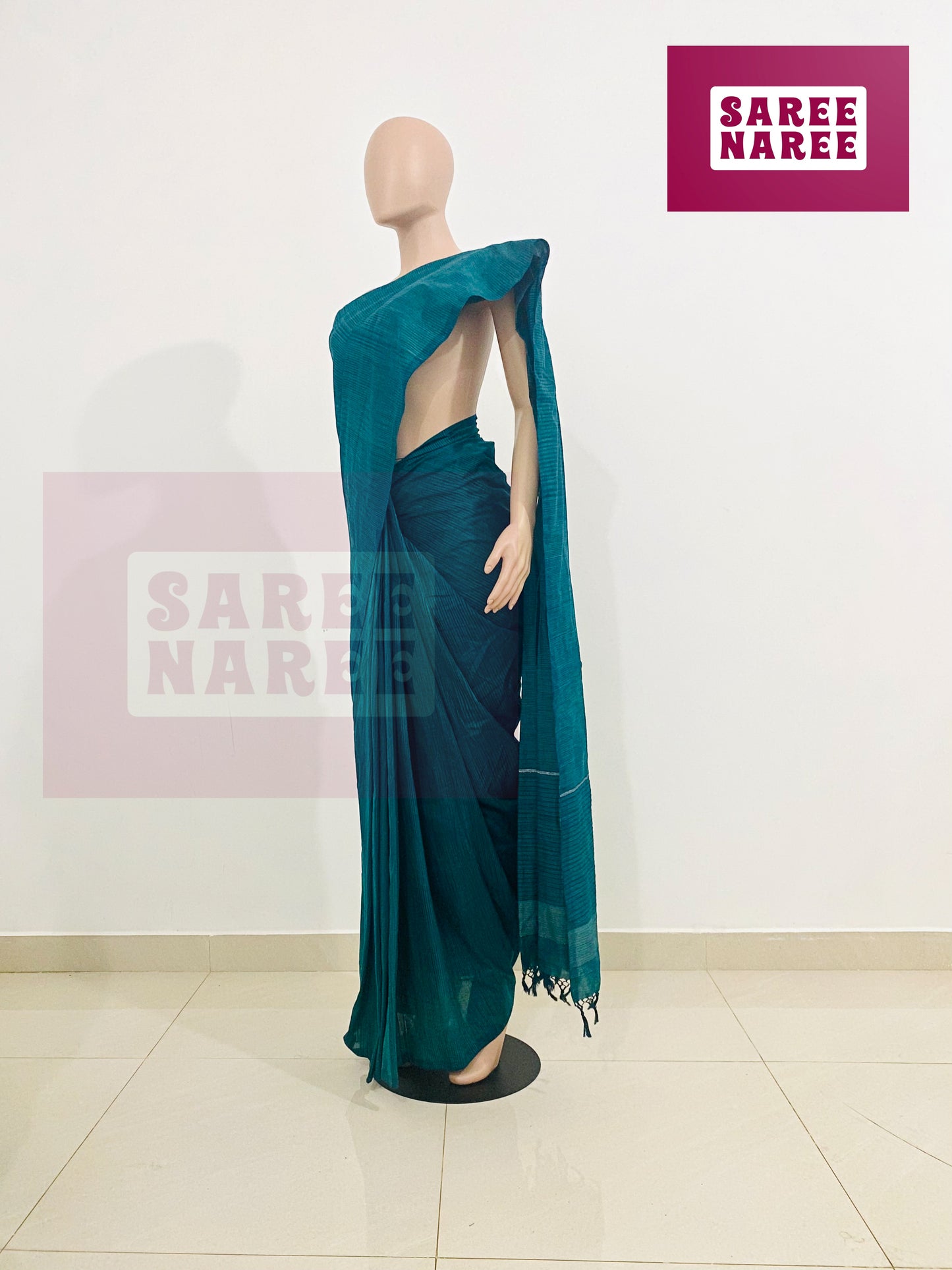 “Allora Aloe Vera Handloom Saree in Deep Teal Blue – Saree Naree Sri Lanka”