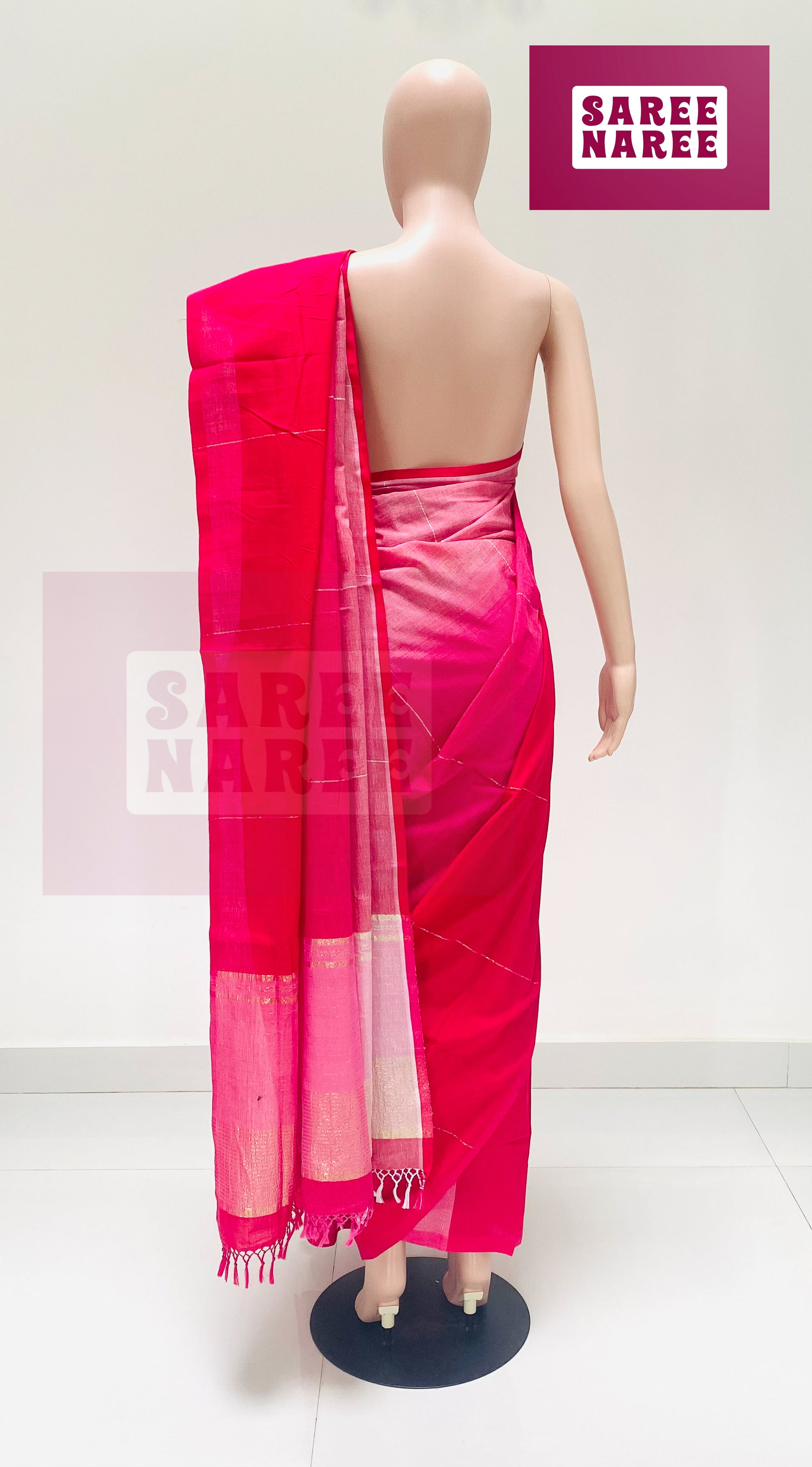 Cotton Bliss Handloom Saree – 100% Pure Cotton in Deep Magenta | Saree Naree Sri Lanka