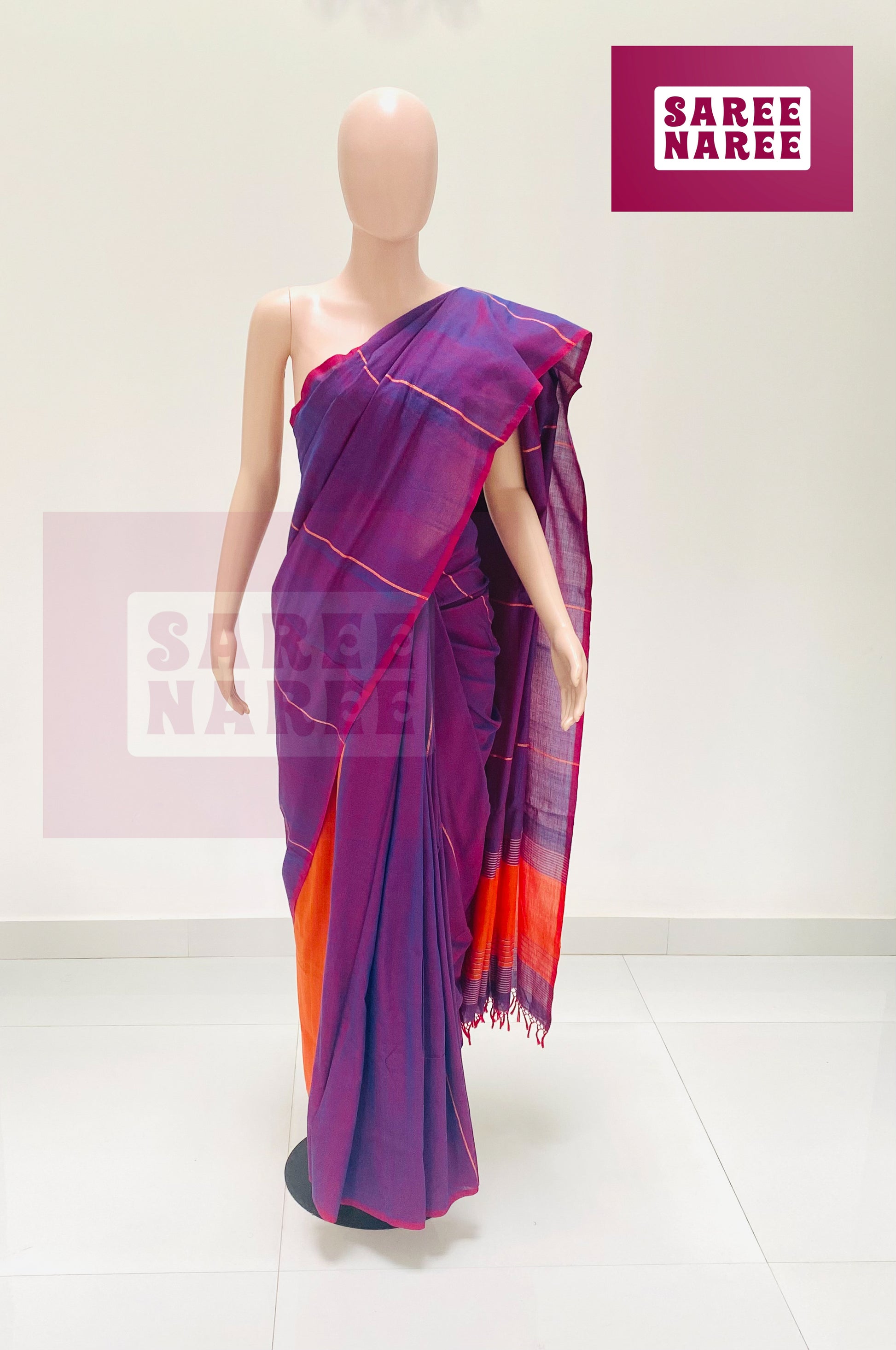 Cotton Bliss Handloom Saree – 100% Pure Cotton in Muddy Pink | Saree Naree Sri Lanka