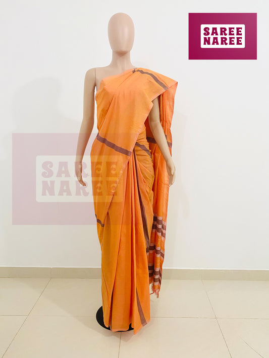 Cotton Bliss Handloom Saree in Apricot Blush – Saree Naree Sri Lanka