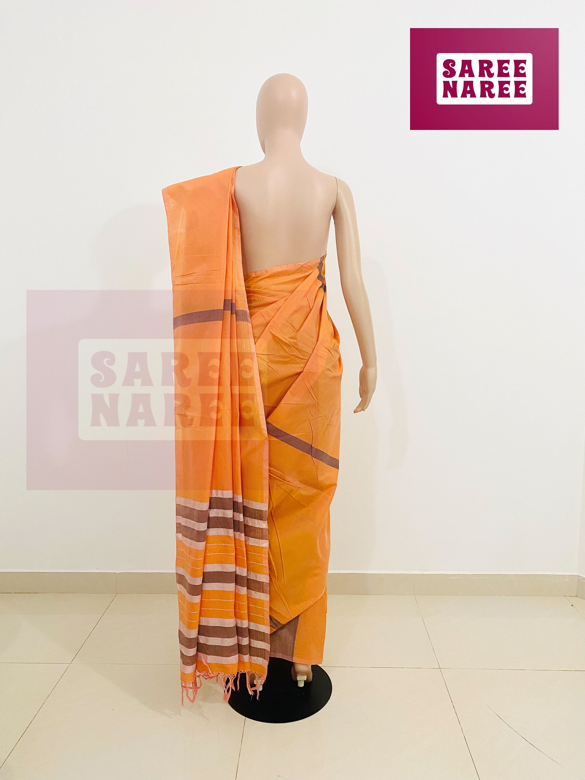 Cotton Bliss Handloom Saree in Apricot Blush – Saree Naree Sri Lanka