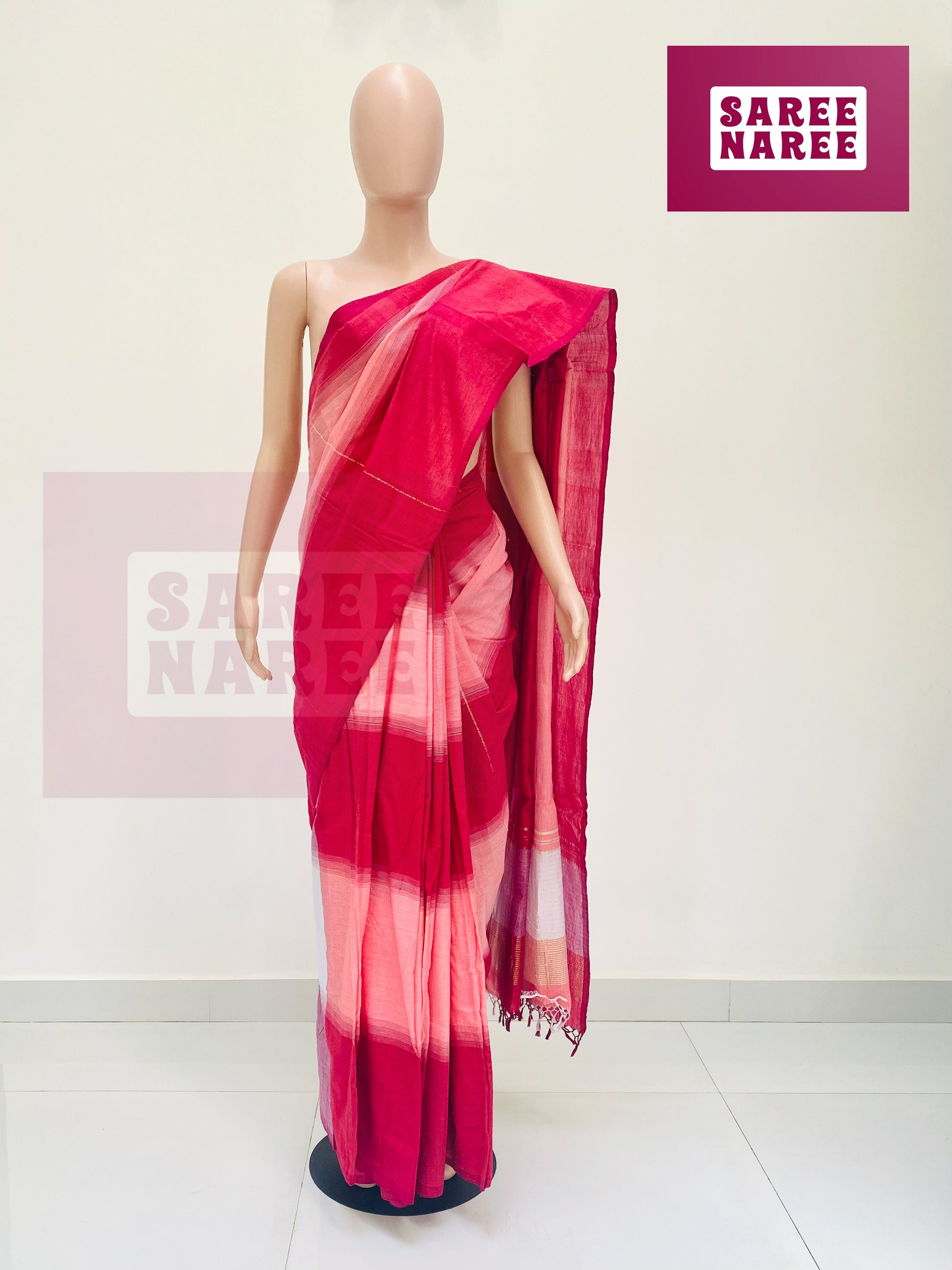Cotton Bliss Handloom Saree in Carmine Red – Saree Naree Sri Lanka 
