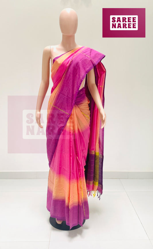 Cotton Bliss Handloom Saree in Coral Red – Saree Naree Sri Lanka
