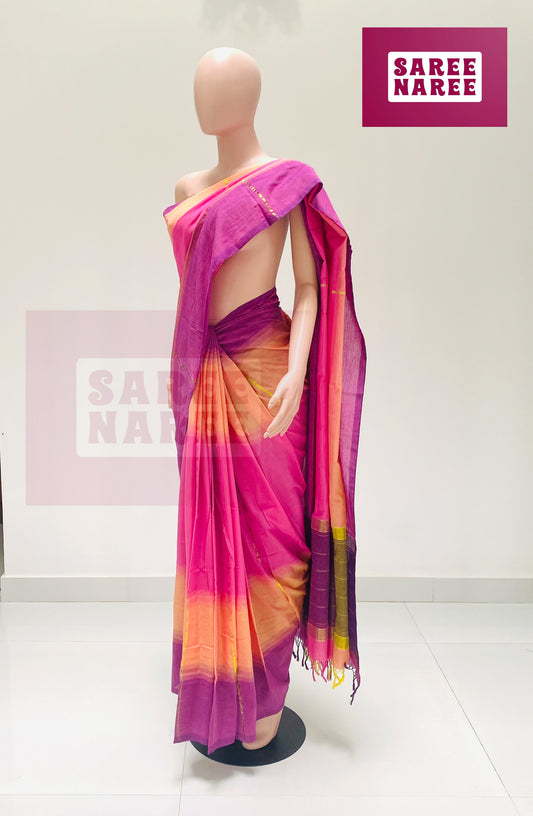 Cotton Bliss Handloom Saree in Coral Red – Saree Naree Sri Lanka
