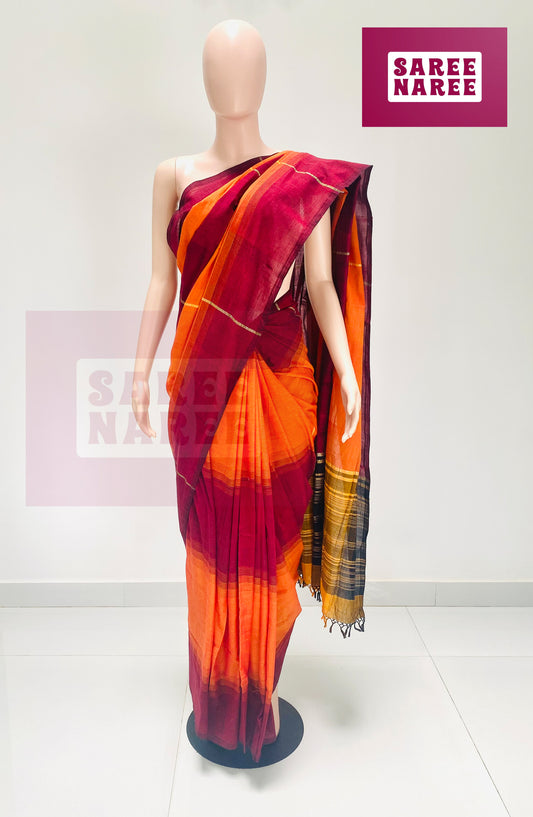 Cotton Bliss Handloom Saree in Deep Maroon – Saree Naree Sri Lanka
