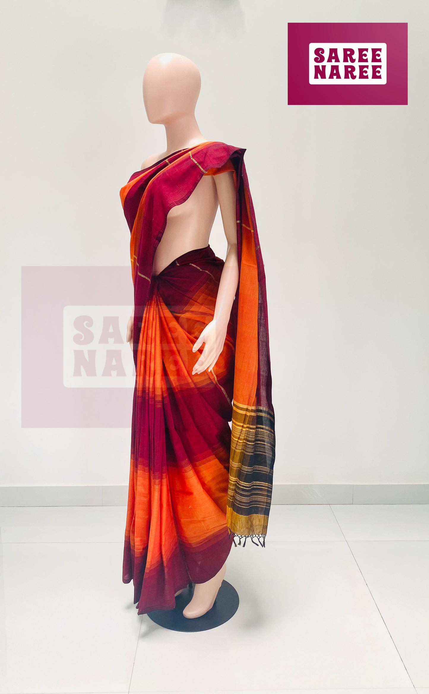 Cotton Bliss Handloom Saree in Deep Maroon – Saree Naree Sri Lanka
