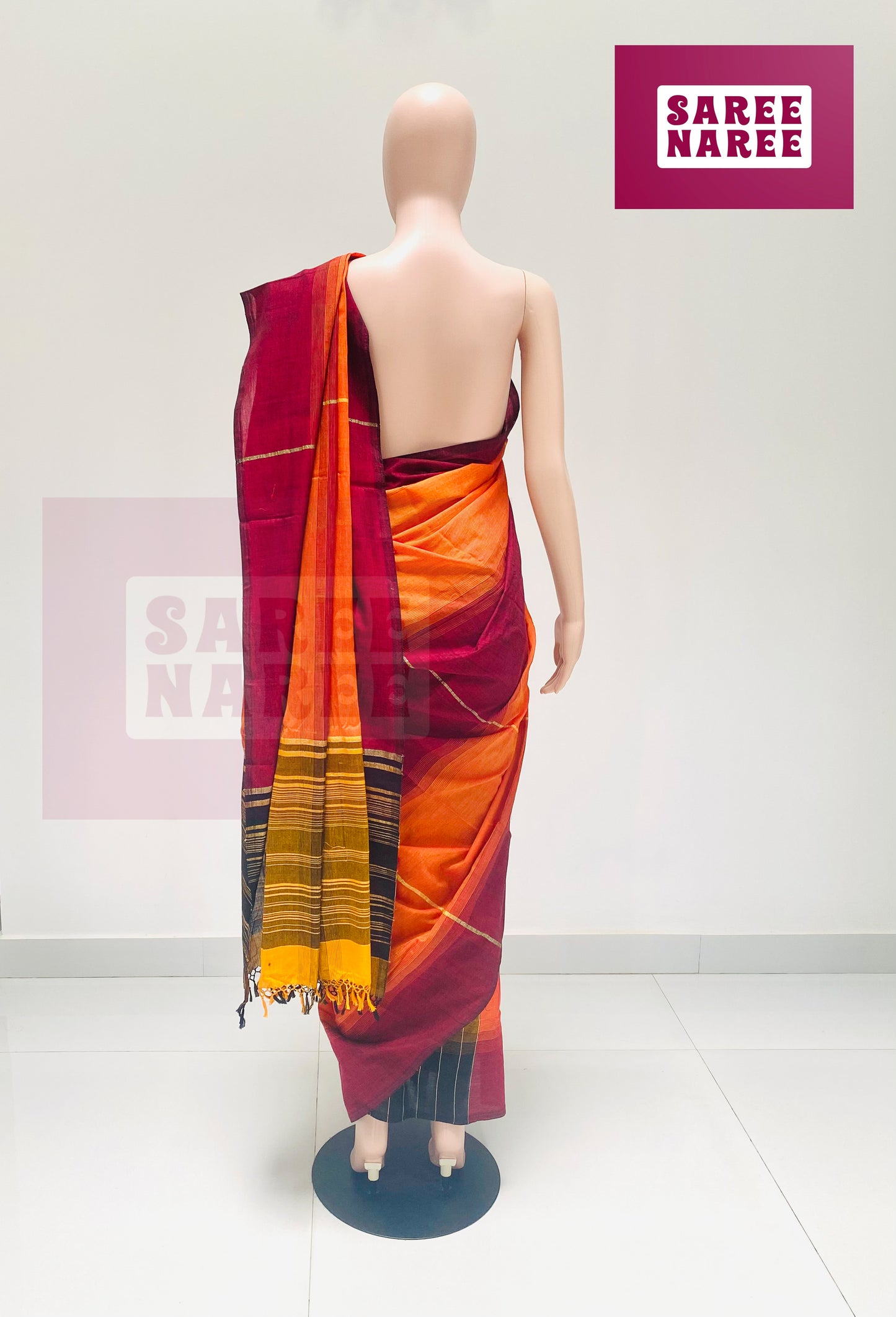 Cotton Bliss Handloom Saree in Deep Maroon – Saree Naree Sri Lanka
