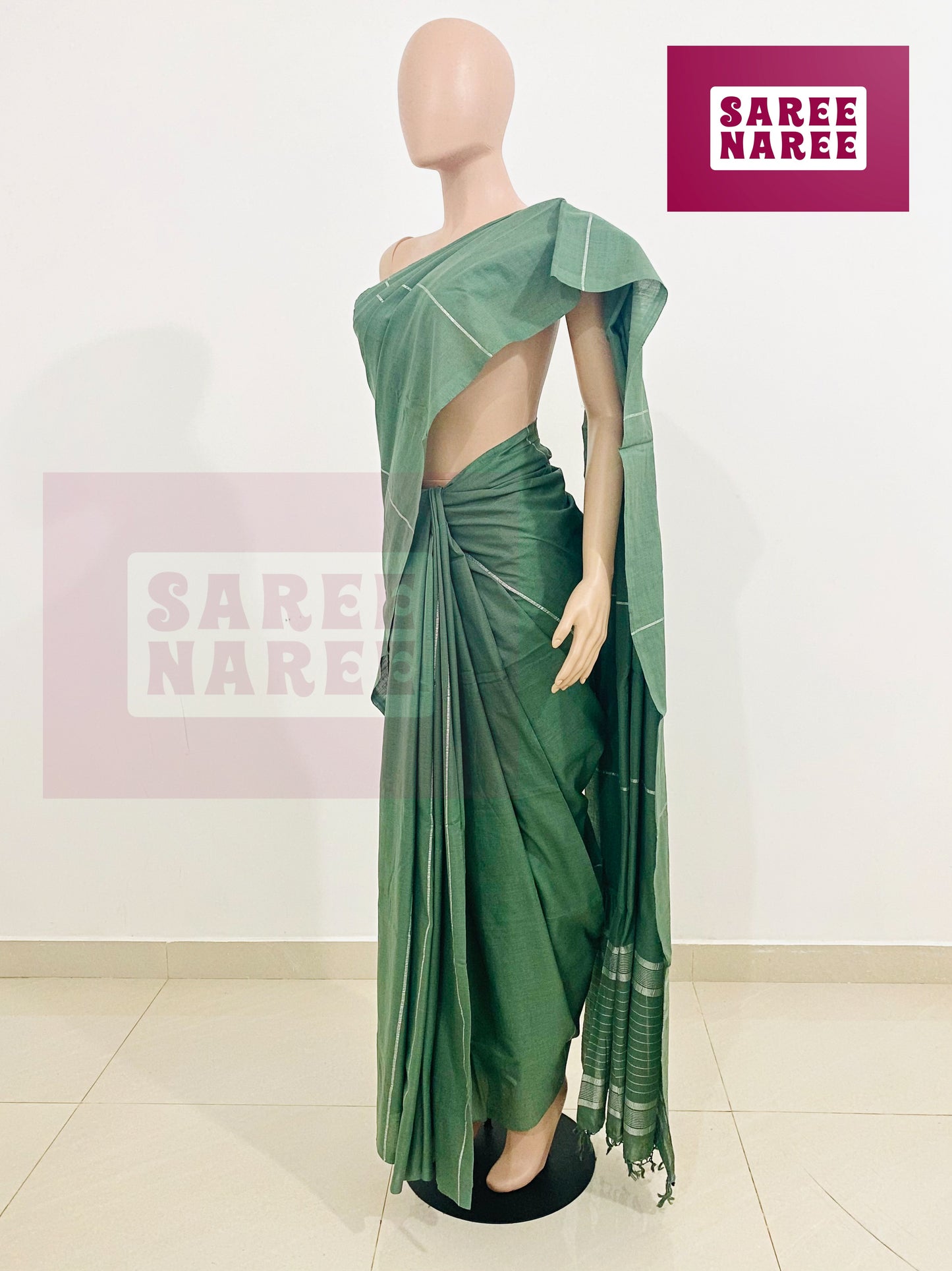 Cotton Bliss Handloom Saree in Meadow Green – Saree Naree Sri Lanka