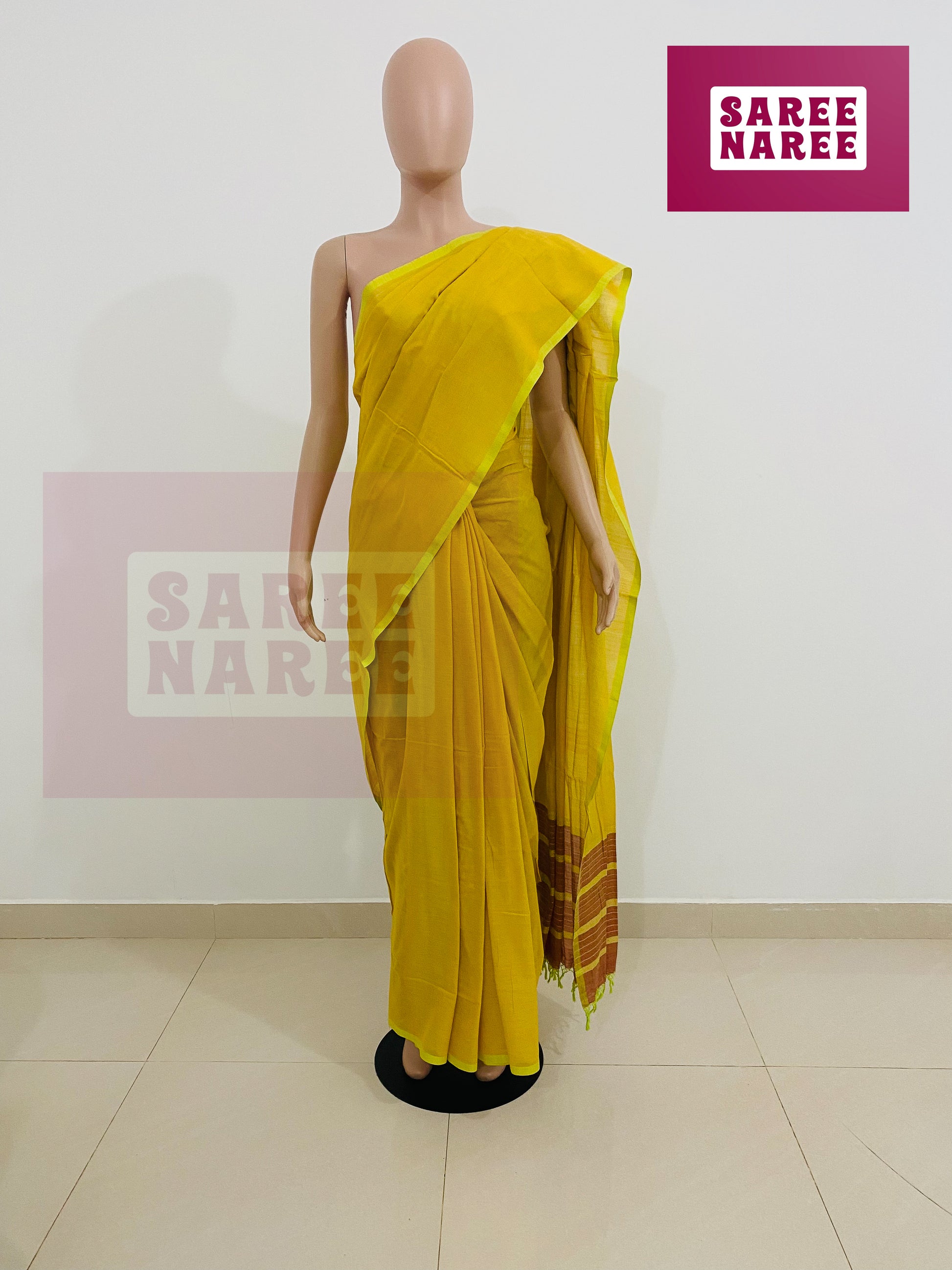 Cotton Bliss Handloom Saree in Yellow Gold – Saree Naree Sri Lanka